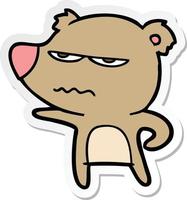 sticker of a annoyed bear cartoon vector