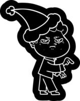 cartoon icon of a angry man wearing santa hat vector