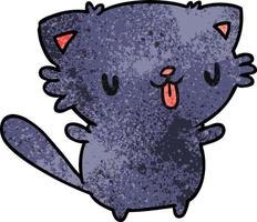 textured cartoon of cute kawaii cat vector