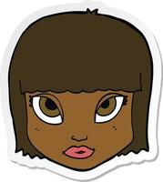 sticker of a cartoon female face vector