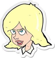 sticker of a cartoon annoyed woman vector