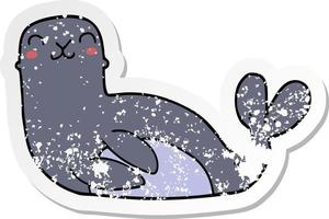 distressed sticker of a cartoon seal vector