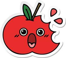 sticker of a cute cartoon red apple vector