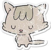 distressed sticker of a cartoon cat vector