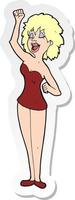 sticker of a cartoon dancing woman vector