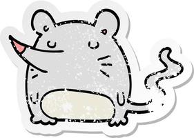 distressed sticker of a cartoon mouse vector