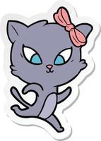 sticker of a cartoon cat vector