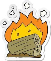 sticker of a cartoon campfire vector