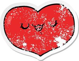 distressed sticker of a cartoon love heart vector