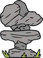 cartoon doodle of grey stone boulders vector