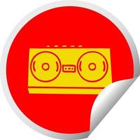 circular peeling sticker cartoon retro radio vector