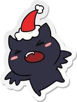 christmas sticker cartoon of kawaii bat vector