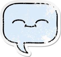 distressed sticker of a cute cartoon speech bubble vector