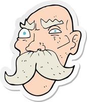 sticker of a cartoon angry old man vector