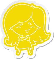 cartoon sticker of a cute kawaii girl vector