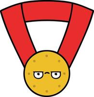 cute cartoon gold medal vector