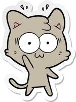 sticker of a cartoon surprised cat vector