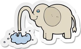 sticker of a cartoon elephant squirting water vector