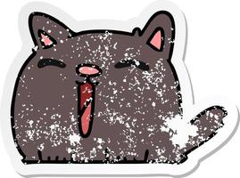 distressed sticker cartoon of cute kawaii cat vector