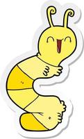 sticker of a cartoon happy caterpillar vector