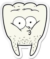 sticker of a cartoon whistling tooth vector