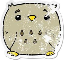 distressed sticker of a cartoon owl vector