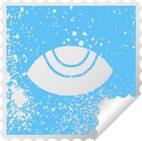 distressed square peeling sticker symbol eye looking up vector