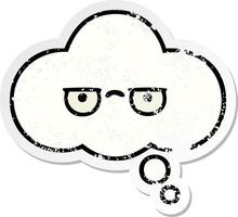 distressed sticker of a cute cartoon thought bubble vector