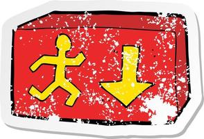 retro distressed sticker of a cartoon exit sign vector