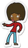 sticker of a cartoon woman pointing vector