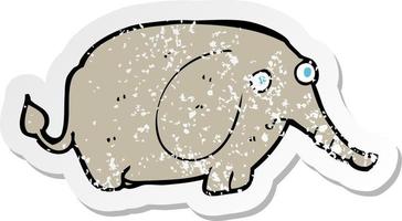 pegatina retro angustiada de un pequeño elefante triste de dibujos animados vector