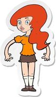 sticker of a cartoon pretty woman vector