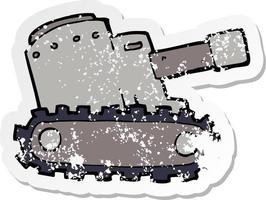 retro distressed sticker of a cartooon army tank vector