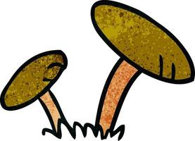 textured cartoon doodle of some mushrooms vector