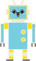 flat color retro cartoon robot vector