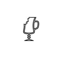 crushed irish coffee glass icon on white background. simple, line, silhouette and clean style. black and white. suitable for symbol, sign, icon or logo vector