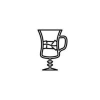 irish coffee glass icon with ice cube on white background. simple, line, silhouette and clean style. black and white. suitable for symbol, sign, icon or logo vector