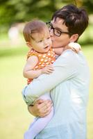 mother and baby in park photo