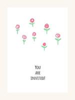 A sleek minimalist postcard with an invitation in the doodle style. vector