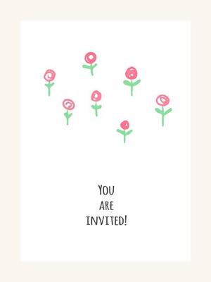 A sleek minimalist postcard with an invitation in the doodle style.
