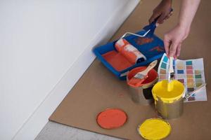 painters prepare color for painting photo