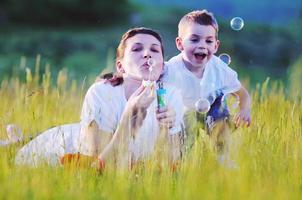 woman child bubble photo