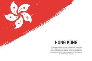 Grunge styled brush stroke background with flag of Hong Kong vector