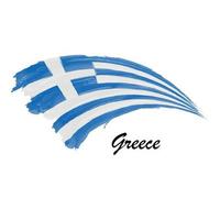 Watercolor painting flag of Greece. Brush stroke illustration vector