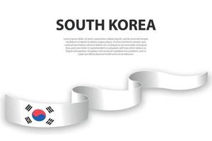 cinta ondeante o pancarta con bandera de corea del sur vector