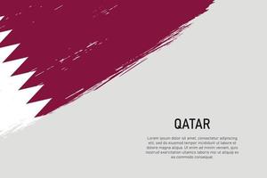 Grunge styled brush stroke background with flag of Qatar vector