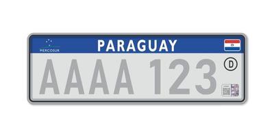 Car number plate . Vehicle registration license of Paraguay vector