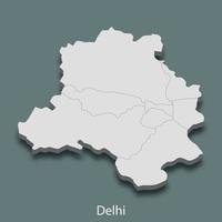 3d isometric map of Delhi is a city of India vector