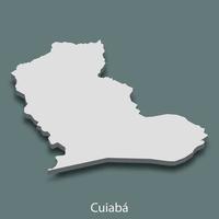 3d isometric map of Cuiaba is a city of Brazil vector