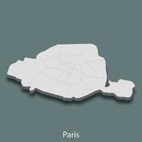 El mapa isométrico 3d de París es una ciudad de Francia. vector